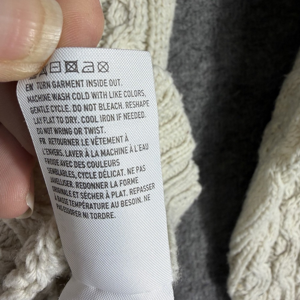 American Eagle Sweater Womens L Cotton Blend Cable Knit Fisherman Minimalist - Picture 7 of 8